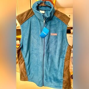 Men’s L Columbia Fleece Aqua Blue/Graphite Grey Vest
